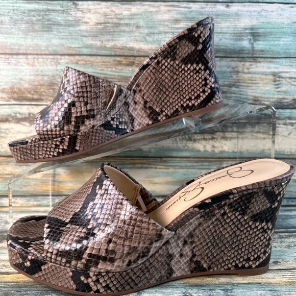 Jessica Simpson Allynna Platform Sandals Womens 5.5M Snake Print Slides Open Toe - Picture 3 of 13